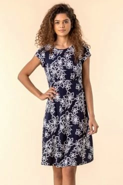 Roman Navy Floral Print Tea Dress -Roman Sales Shop unnamed file 706