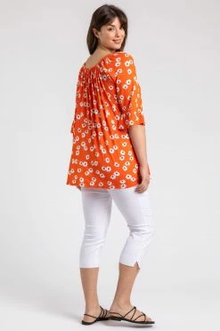 Roman Orange Curve Daisy Print Frill Sleeve Top 9 Roman Orange Curve Daisy Print Frill Sleeve Top -Roman Sales Shop unnamed file 7060