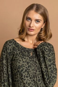 Roman Khaki Floral Border Print Tassel Top -Roman Sales Shop unnamed file 7066