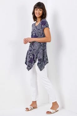 Roman Blue Floral Puff Print Hanky Hem Top 9 Roman Blue Floral Puff Print Hanky Hem Top -Roman Sales Shop unnamed file 7070