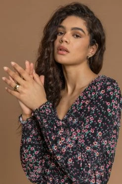 Roman Black Ditsy Floral Print Peplum Top 10 Roman Black Ditsy Floral Print Peplum Top -Roman Sales Shop unnamed file 7076