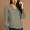 Roman Green Chiffon Shirred Cuff Button Detail Top 1 Roman Green Chiffon Shirred Cuff Button Detail Top -Roman Sales Shop unnamed file 7078