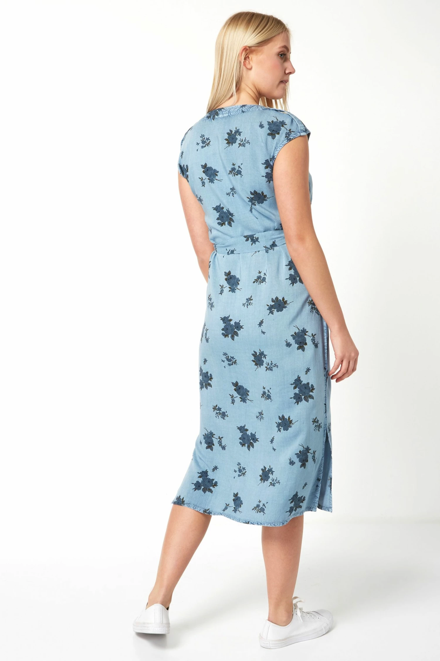 Roman Blue Floral Print Utility Midi Dress 4 Roman Blue Floral Print Utility Midi Dress - Image 2