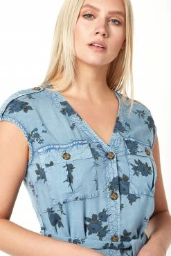 Roman Blue Floral Print Utility Midi Dress 9 Roman Blue Floral Print Utility Midi Dress -Roman Sales Shop unnamed file 709