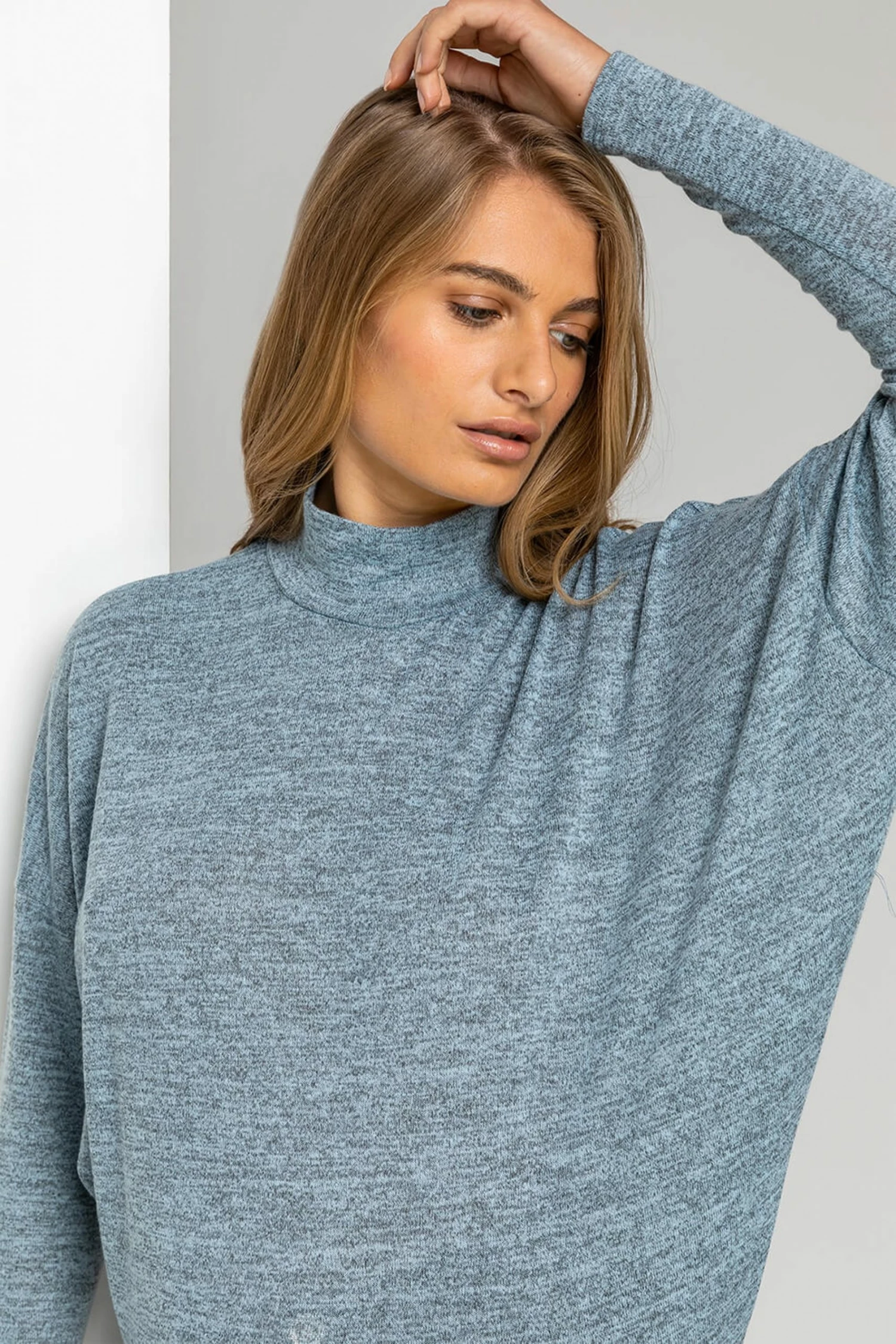 Roman Blue Button Detail Turtle Neck Top 6 Roman Blue Button Detail Turtle Neck Top - Image 4