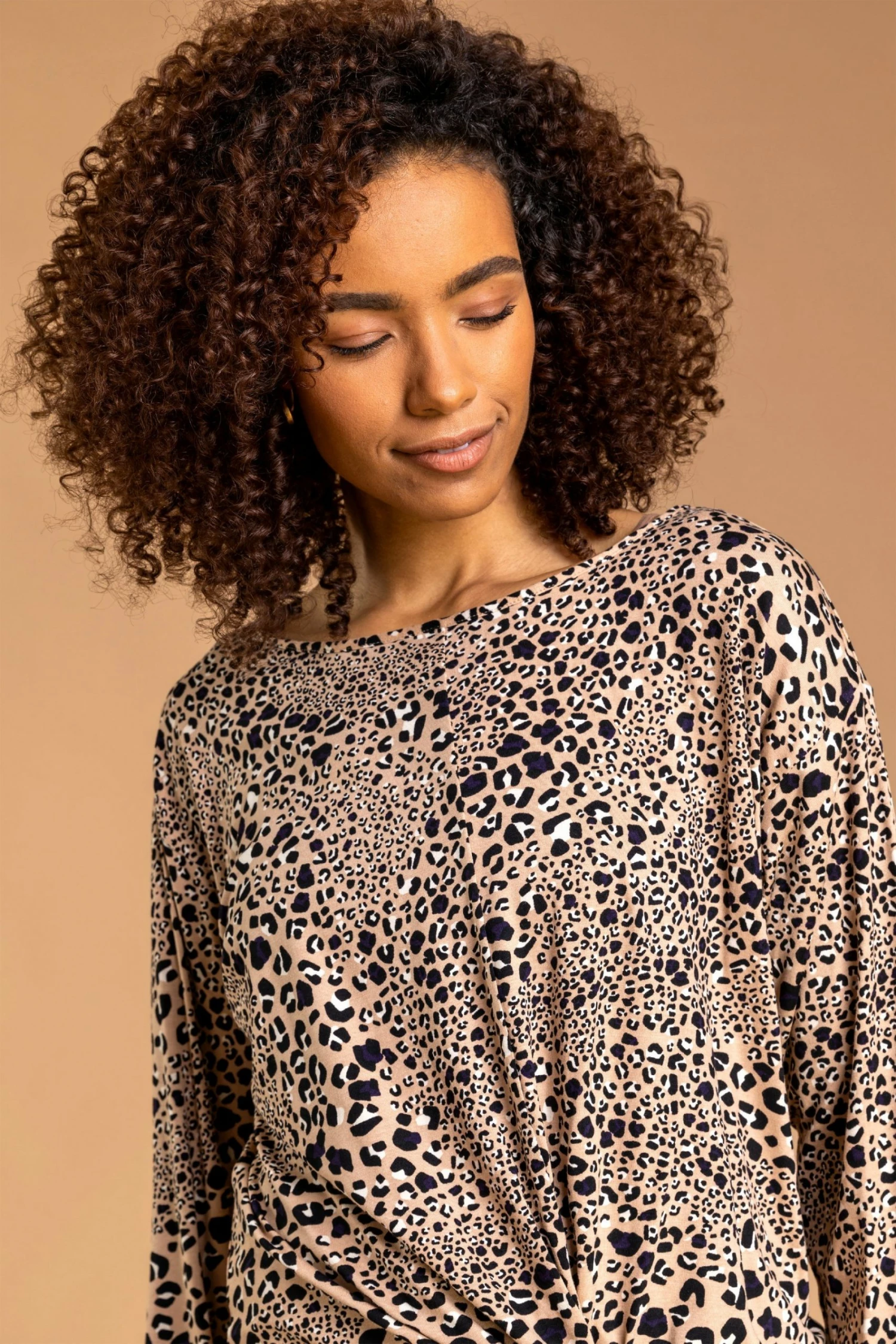 Roman Brown Animal Print Twist Detail Top 6 Roman Brown Animal Print Twist Detail Top - Image 4