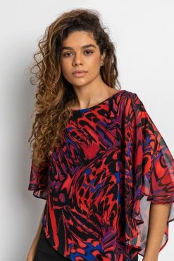 Roman Red Abstract Butterfly Print Overlay Top 12 Roman Red Abstract Butterfly Print Overlay Top -Roman Sales Shop unnamed file 7118