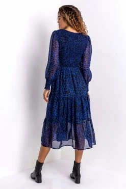 Roman Blue Animal Print Shirred Bodice Dress 8 Roman Blue Animal Print Shirred Bodice Dress -Roman Sales Shop unnamed file 713