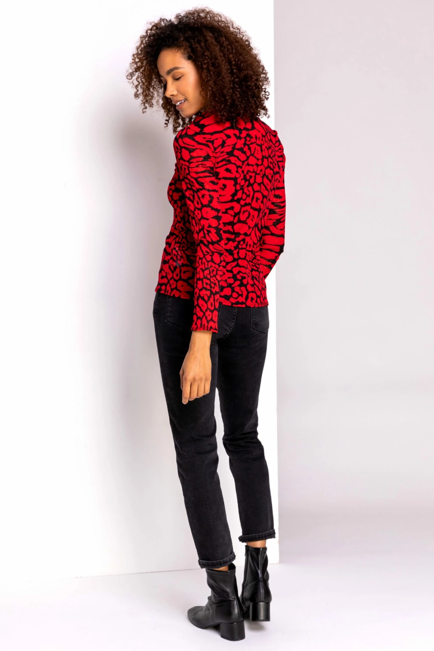Roman Red Animal Print Long Sleeve Top 4 Roman Red Animal Print Long Sleeve Top - Image 2