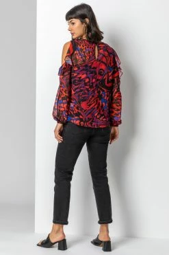 Roman Red Abstract Butterfly Print Blouse 9 Roman Red Abstract Butterfly Print Blouse -Roman Sales Shop unnamed file 7143