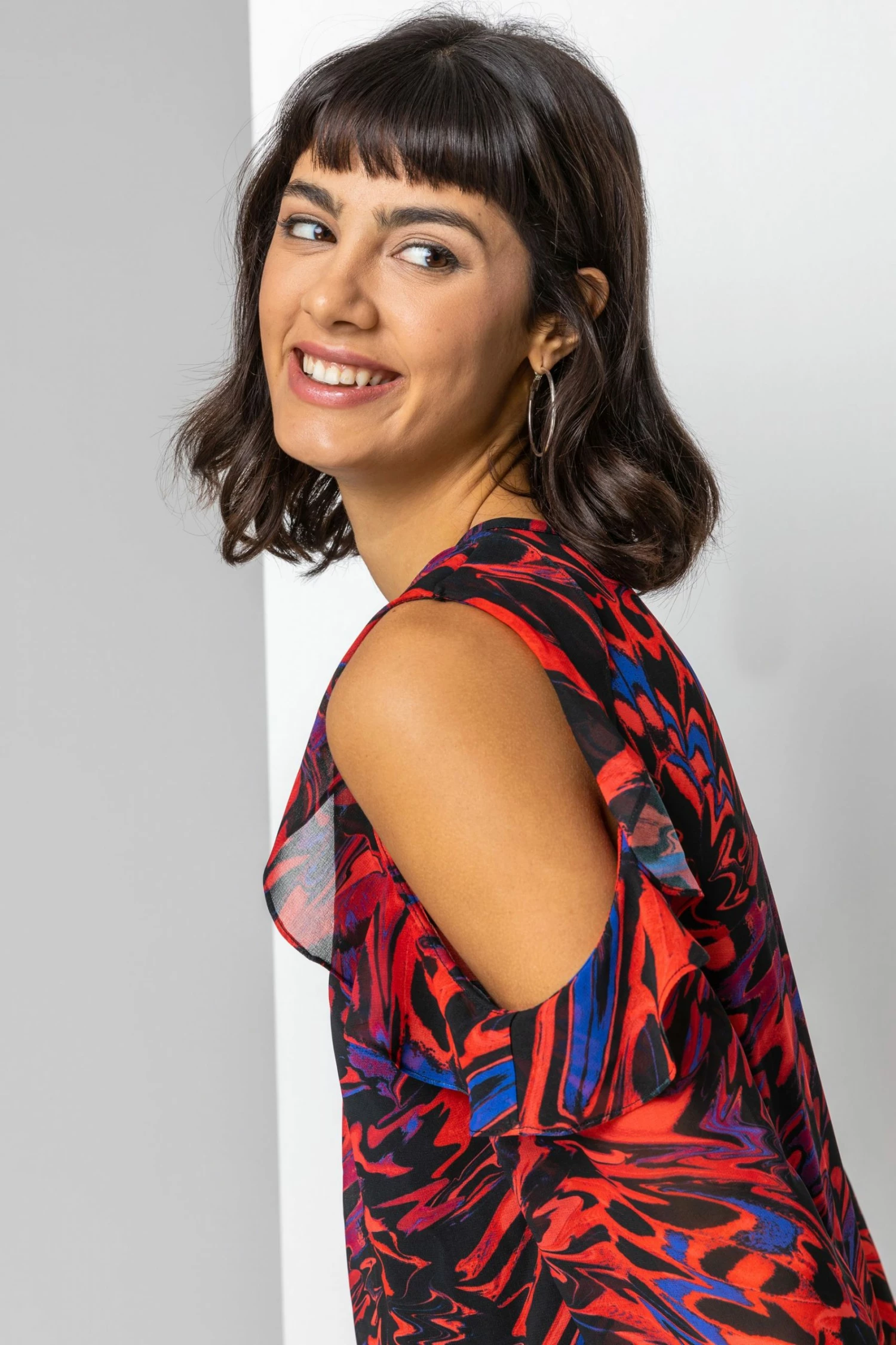 Roman Red Abstract Butterfly Print Blouse 6 Roman Red Abstract Butterfly Print Blouse - Image 4