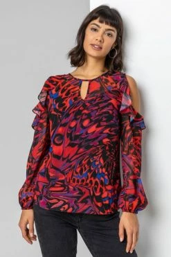 Roman Red Abstract Butterfly Print Blouse 11 Roman Red Abstract Butterfly Print Blouse -Roman Sales Shop unnamed file 7145