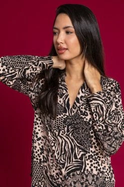 Roman Brown Animal Print Long Sleeve Top 11 Roman Brown Animal Print Long Sleeve Top -Roman Sales Shop unnamed file 7149