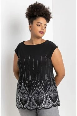 Roman Silver Curve Art Deco Glitter Print Top 14 Roman Silver Curve Art Deco Glitter Print Top -Roman Sales Shop unnamed file 7162