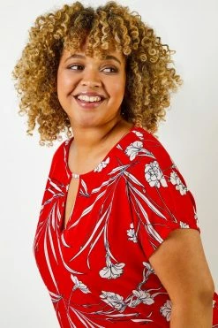 Roman Red Curve Floral Print Keyhole Detail Top 11 Roman Red Curve Floral Print Keyhole Detail Top -Roman Sales Shop unnamed file 7167