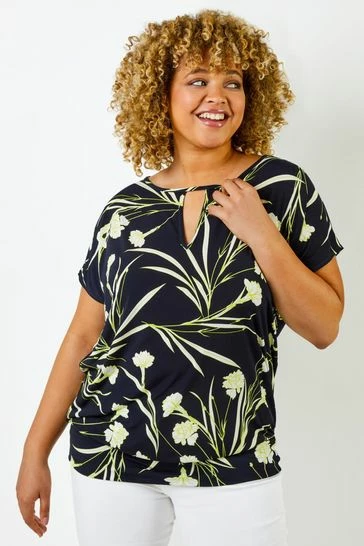 Roman Red Curve Floral Print Keyhole Detail Top 8 Roman Red Curve Floral Print Keyhole Detail Top - Image 6