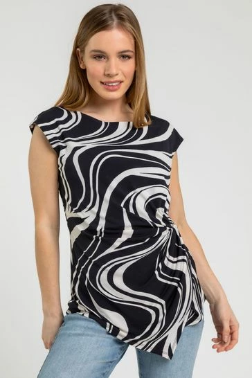 Roman Blue Petite Swirl Print Crossover Top 7 Roman Blue Petite Swirl Print Crossover Top - Image 5