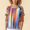 Roman Multi Stripe Print Cold Shoulder Frill Top 2 Roman Multi Stripe Print Cold Shoulder Frill Top -Roman Sales Shop unnamed file 7196