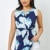 Roman Blue Petite Tropical Print Side Tie Top -Roman Sales Shop unnamed file 7201