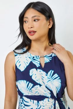 Roman Blue Petite Tropical Print Side Tie Top 10 Roman Blue Petite Tropical Print Side Tie Top -Roman Sales Shop unnamed file 7204