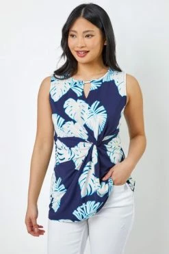 Roman Blue Petite Tropical Print Side Tie Top 11 Roman Blue Petite Tropical Print Side Tie Top -Roman Sales Shop unnamed file 7205