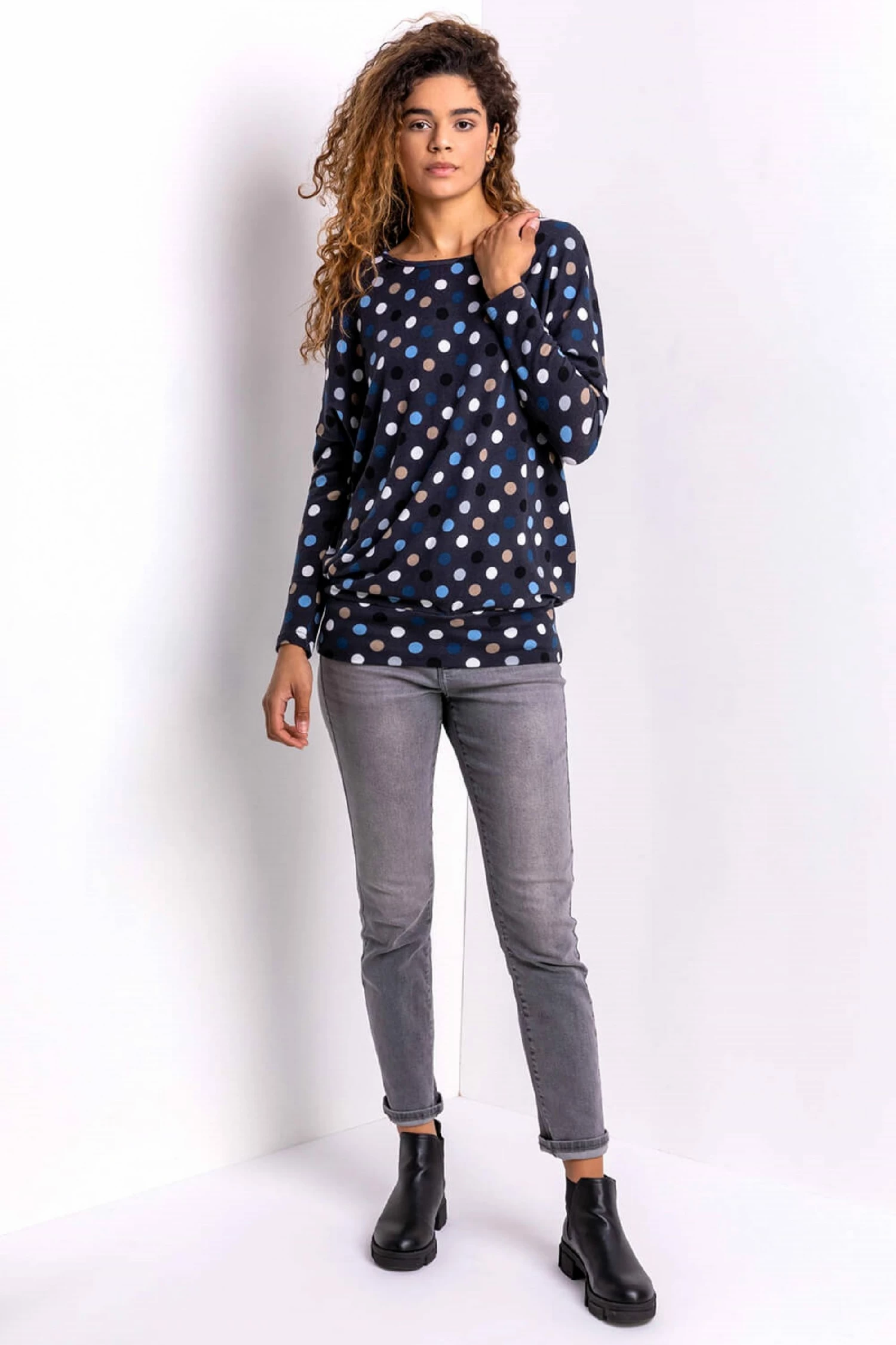 Roman Blue Spot Print Blouson Top 4 Roman Blue Spot Print Blouson Top - Image 2