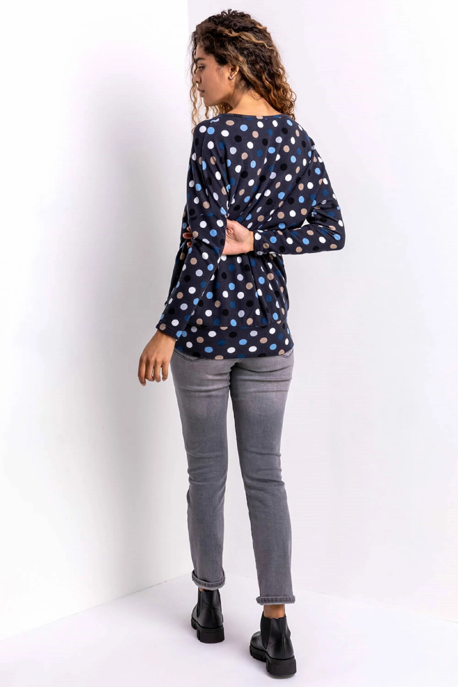 Roman Blue Spot Print Blouson Top 5 Roman Blue Spot Print Blouson Top - Image 3