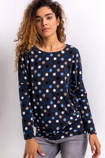 Roman Blue Spot Print Blouson Top 7 Roman Blue Spot Print Blouson Top - Image 5