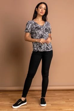 Roman Black Floral Print Gathered Detail Top 10 Roman Black Floral Print Gathered Detail Top -Roman Sales Shop unnamed file 7235