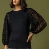 Roman Black Animal Print Mesh Sleeve Top 2 Roman Black Animal Print Mesh Sleeve Top -Roman Sales Shop unnamed file 7237