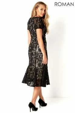 Roman Black Flute Hem Lace Midi Dress -Roman Sales Shop unnamed file 725
