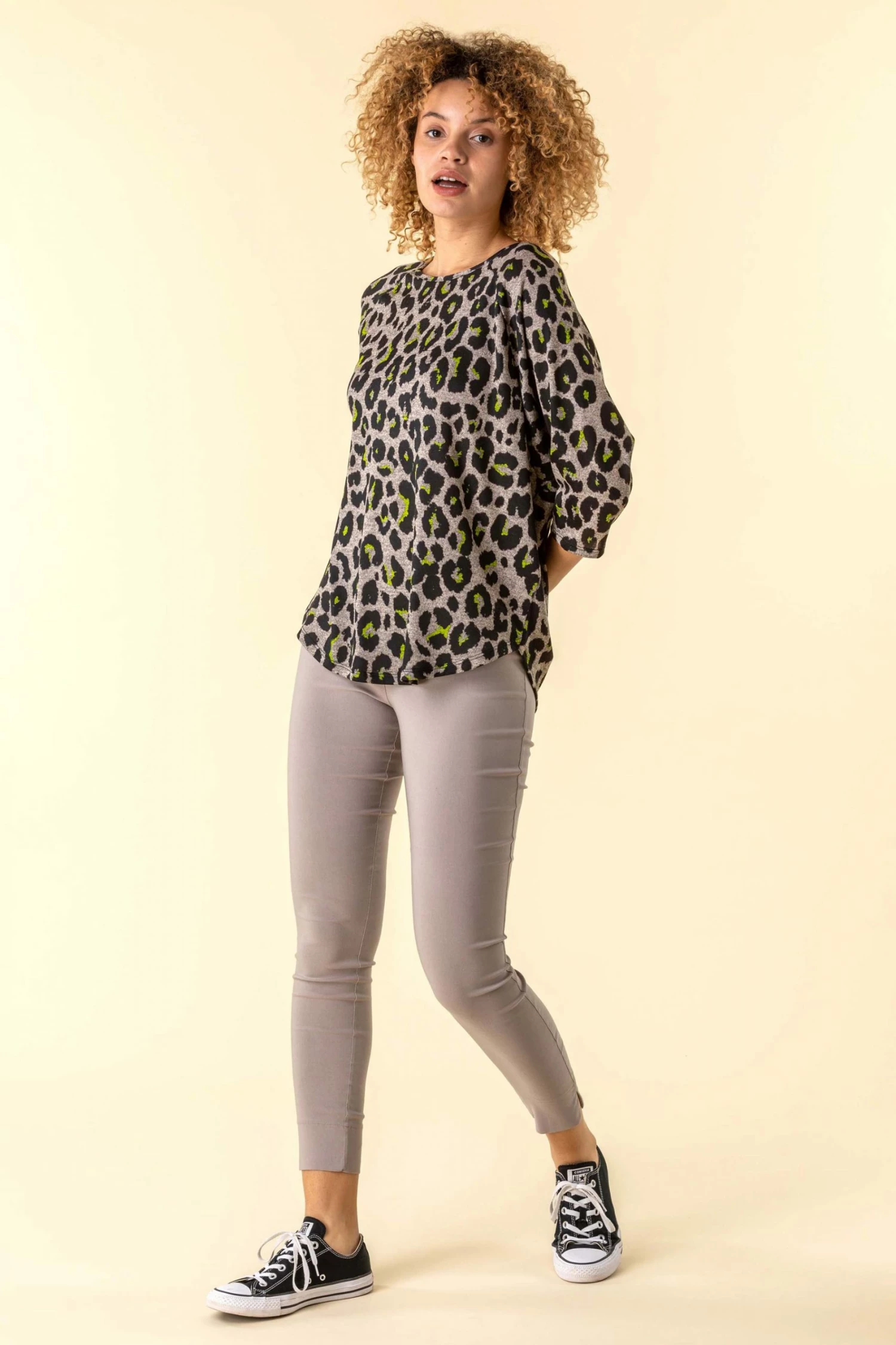 Roman Lime Contrast Animal Print Top 4 Roman Lime Contrast Animal Print Top - Image 2