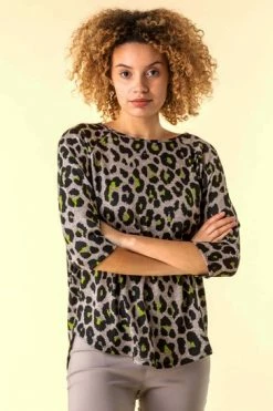 Roman Lime Contrast Animal Print Top 11 Roman Lime Contrast Animal Print Top -Roman Sales Shop unnamed file 7256