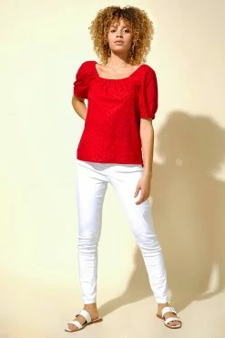 Roman Red Broderie Square Neck Top 8 Roman Red Broderie Square Neck Top -Roman Sales Shop unnamed file 7258