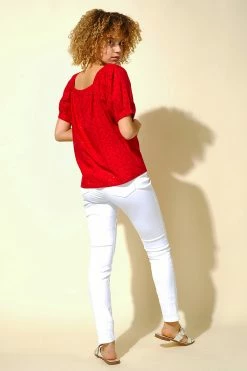 Roman Red Broderie Square Neck Top 9 Roman Red Broderie Square Neck Top -Roman Sales Shop unnamed file 7259