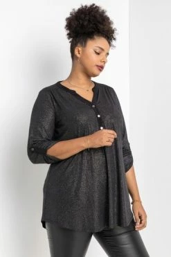 Roman Green Curve Glitter Stripe Button Detail Top 16 Roman Green Curve Glitter Stripe Button Detail Top -Roman Sales Shop unnamed file 7268