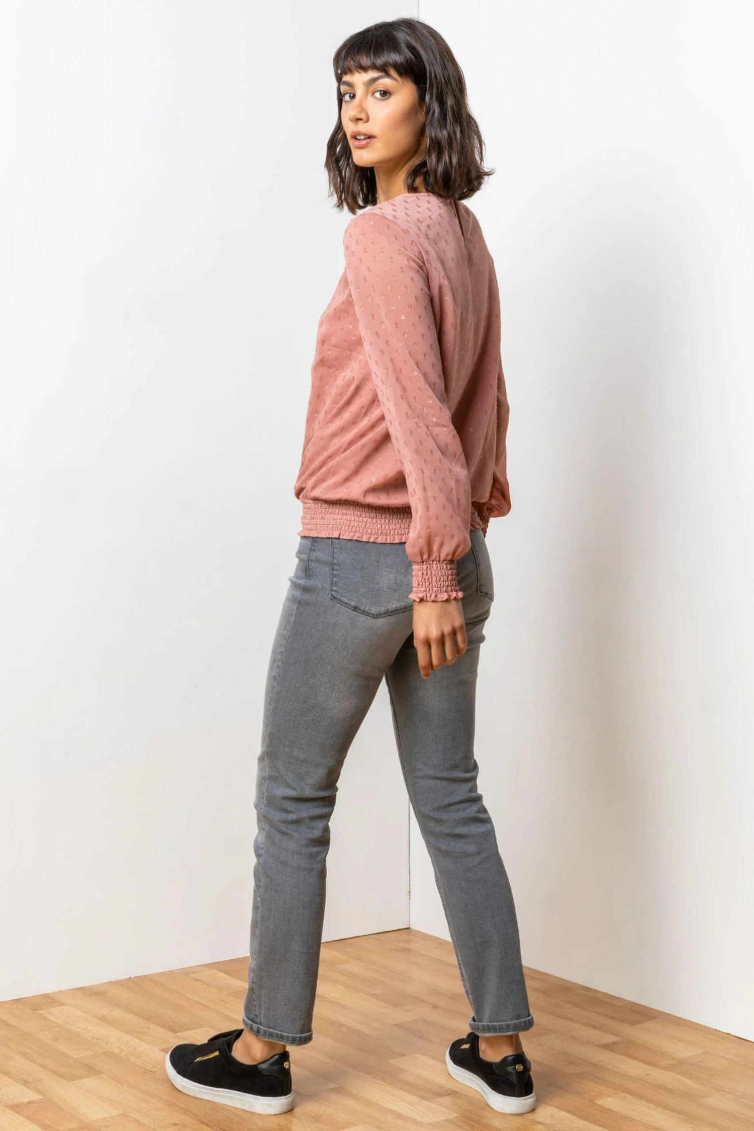 Roman Pink Textured Spot Shirred Shimmer Top 4 Roman Pink Textured Spot Shirred Shimmer Top - Image 2