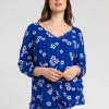Roman Blue Curve Daisy Print Tie Detail Top -Roman Sales Shop unnamed file 7281