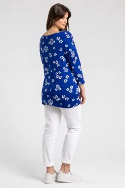 Roman Blue Curve Daisy Print Tie Detail Top 8 Roman Blue Curve Daisy Print Tie Detail Top -Roman Sales Shop unnamed file 7282