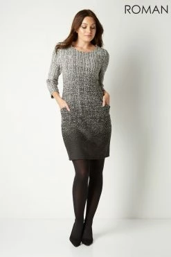 Roman Black Originals Ombre Textured Shift Dress -Roman Sales Shop unnamed file 729