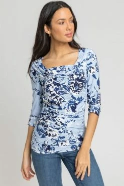 Roman Blue Floral Print Cowl Neck Top 11 Roman Blue Floral Print Cowl Neck Top -Roman Sales Shop unnamed file 7290