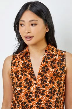 Roman Brown Petite Animal Print Shirt Collar Top 10 Roman Brown Petite Animal Print Shirt Collar Top -Roman Sales Shop unnamed file 7294