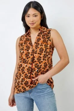 Roman Brown Petite Animal Print Shirt Collar Top 11 Roman Brown Petite Animal Print Shirt Collar Top -Roman Sales Shop unnamed file 7295