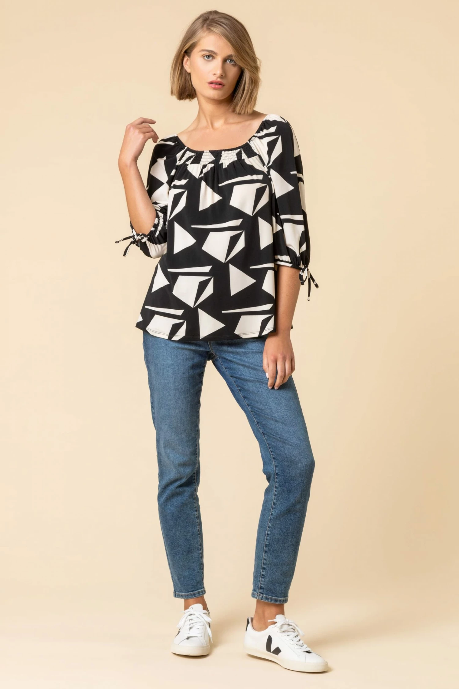 Roman Black Geo Print Square Neck Top 5 Roman Black Geo Print Square Neck Top - Image 3