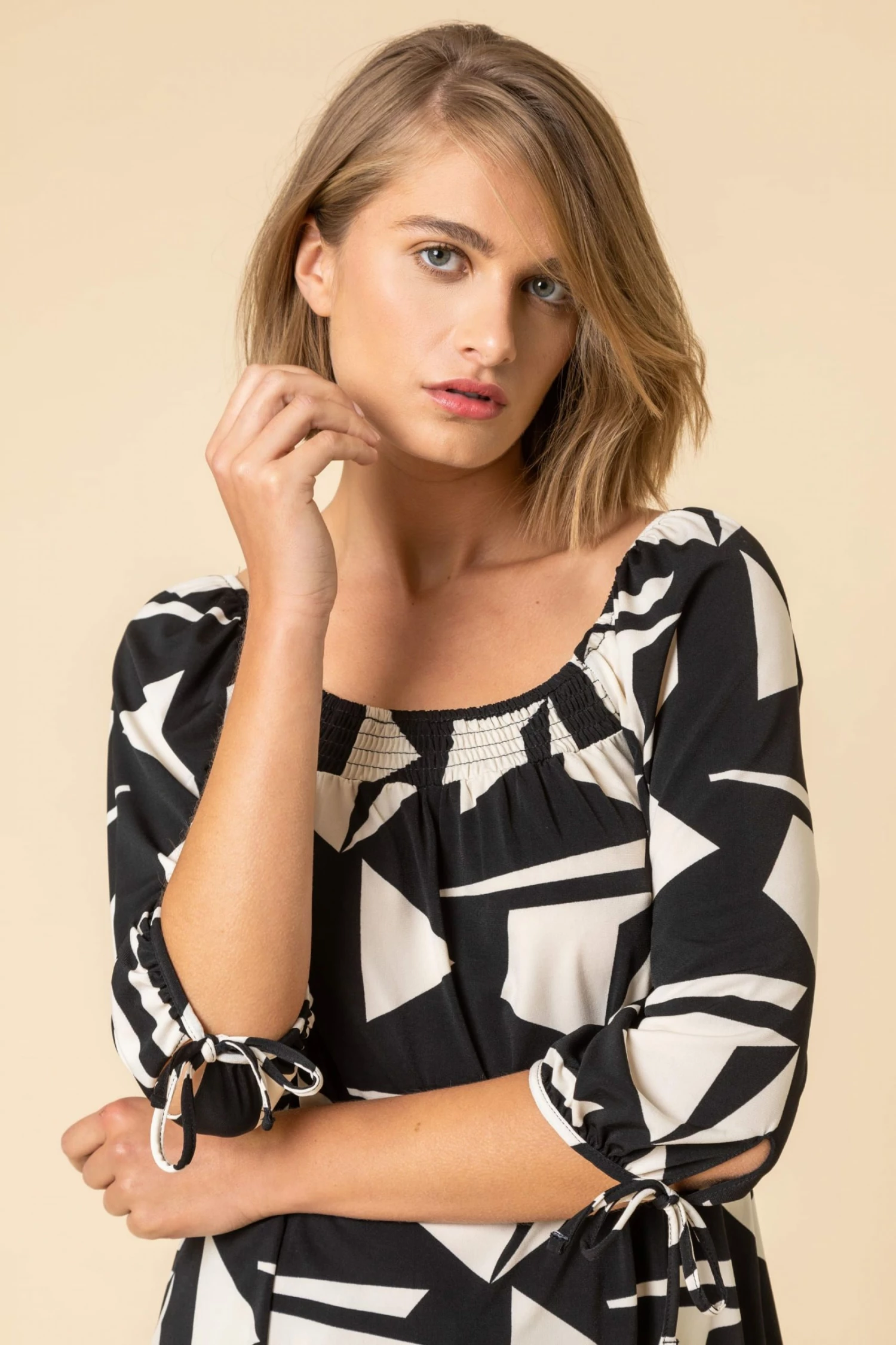 Roman Black Geo Print Square Neck Top 6 Roman Black Geo Print Square Neck Top - Image 4