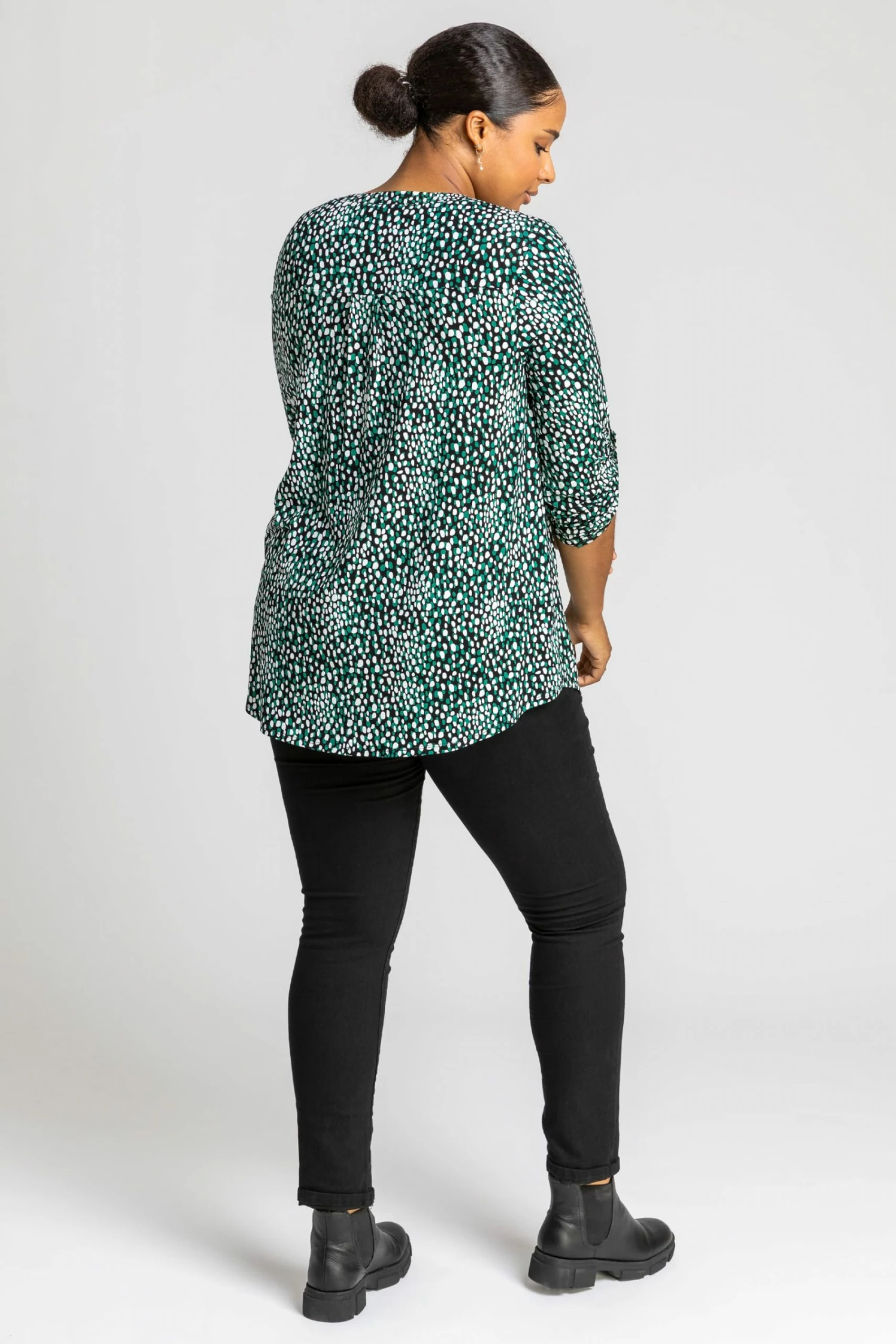 Roman Green Curve Abstract Spot Print Top 4 Roman Green Curve Abstract Spot Print Top - Image 2