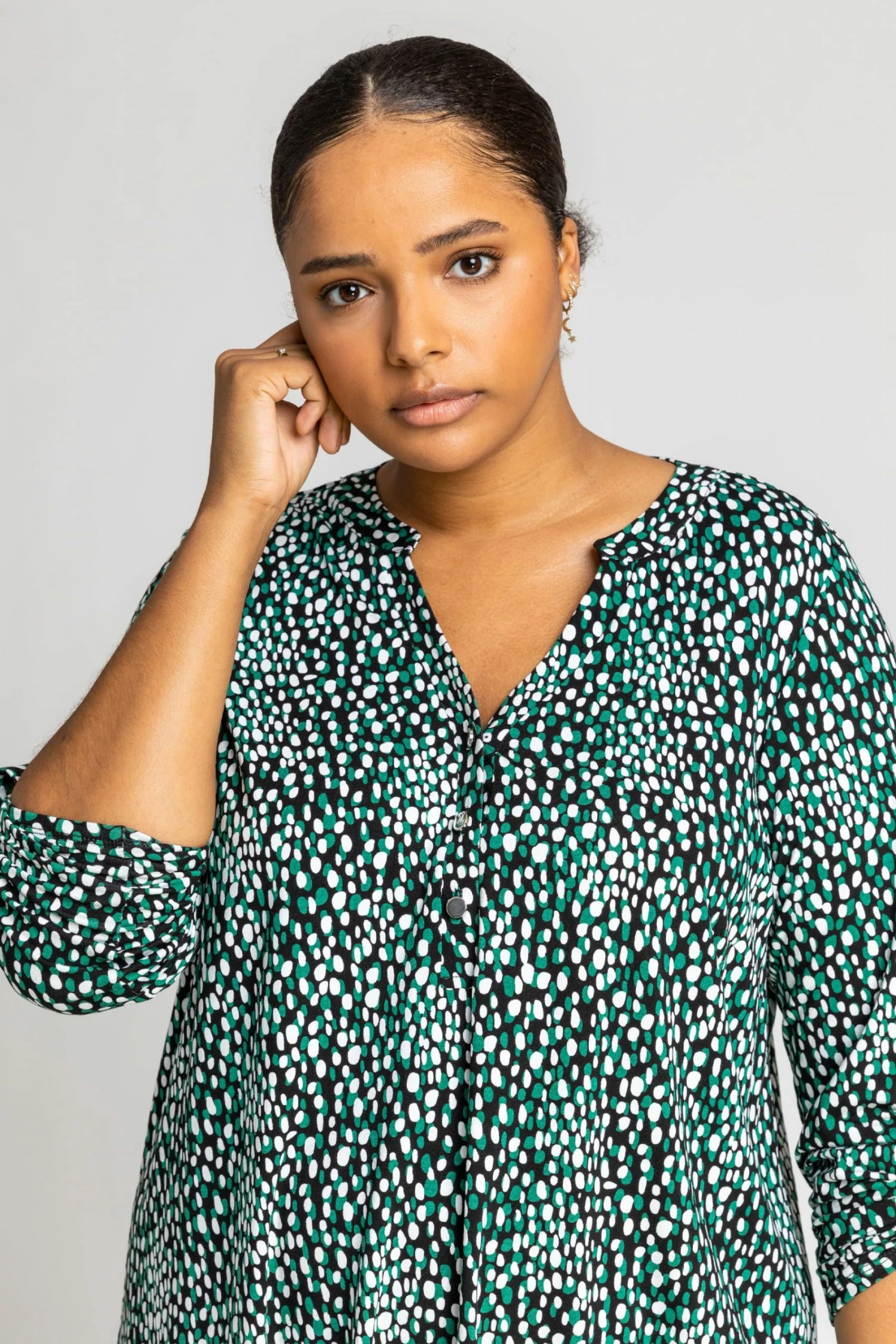 Roman Green Curve Abstract Spot Print Top 6 Roman Green Curve Abstract Spot Print Top - Image 4