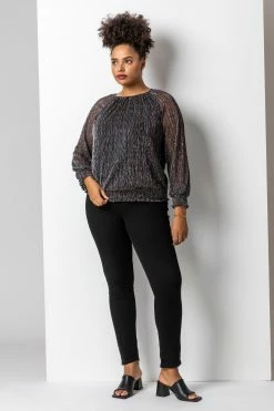 Roman Black Bronze Curve Foil Shimmer Plisse Top 11 Roman Black Bronze Curve Foil Shimmer Plisse Top -Roman Sales Shop unnamed file 7308