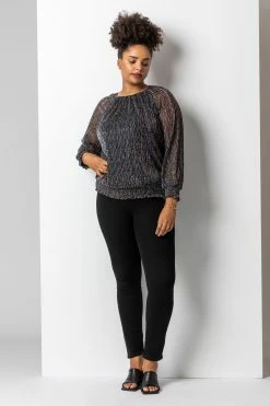 Roman Black Bronze Curve Foil Shimmer Plisse Top 12 Roman Black Bronze Curve Foil Shimmer Plisse Top -Roman Sales Shop unnamed file 7309