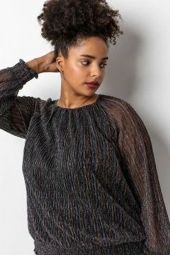 Roman Black Bronze Curve Foil Shimmer Plisse Top 13 Roman Black Bronze Curve Foil Shimmer Plisse Top -Roman Sales Shop unnamed file 7310